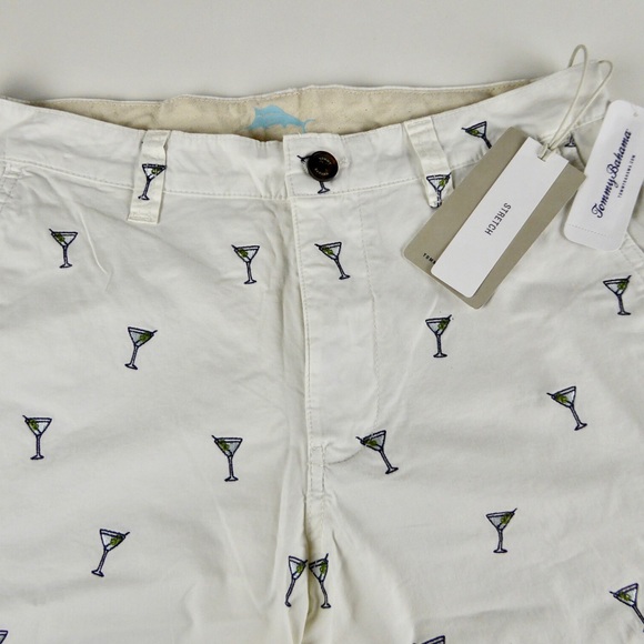 Tommy Bahama Mix Master Shorts Mens 30 Ivory w//Embroidered Martini Glasses NWT